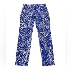 Lilly Pulitzer Pants Size 2 Blue White Fauna Print Skinny Jeans Style 30508